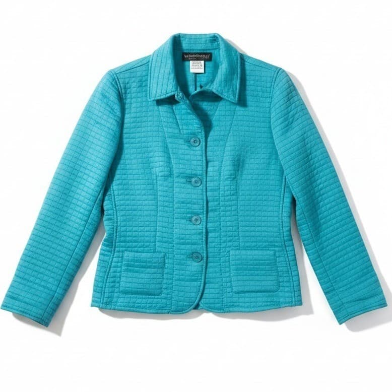 Harve Benard by Benard Holtzman Turquoise Quilted Grid Jacket, Woman's Size 10