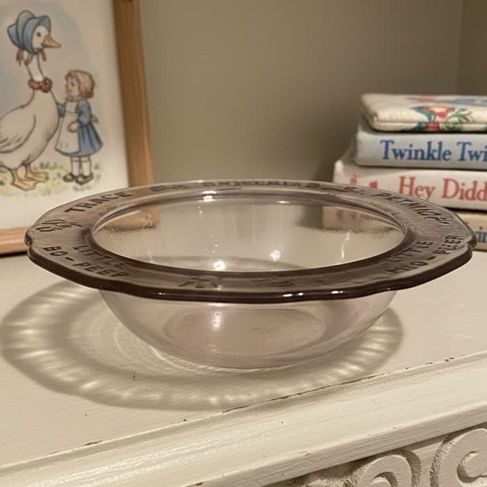 Indiana Glass Tiara Pink Mother Goose Nursery Rhyme Child's Bowl, Replacement