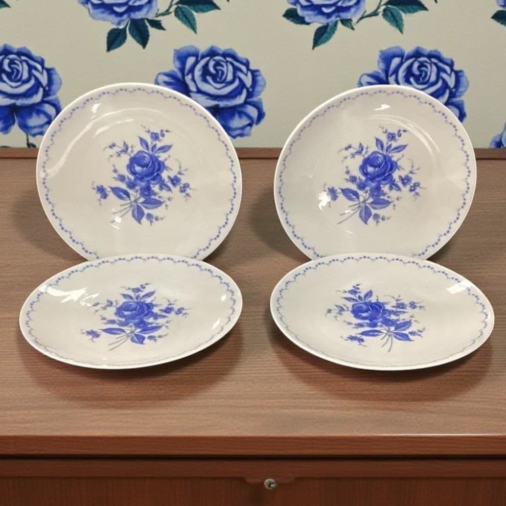 Alboth & Kaiser Bavaria Salad Plates, Set of 4, Vintage Blue Floral Tableware