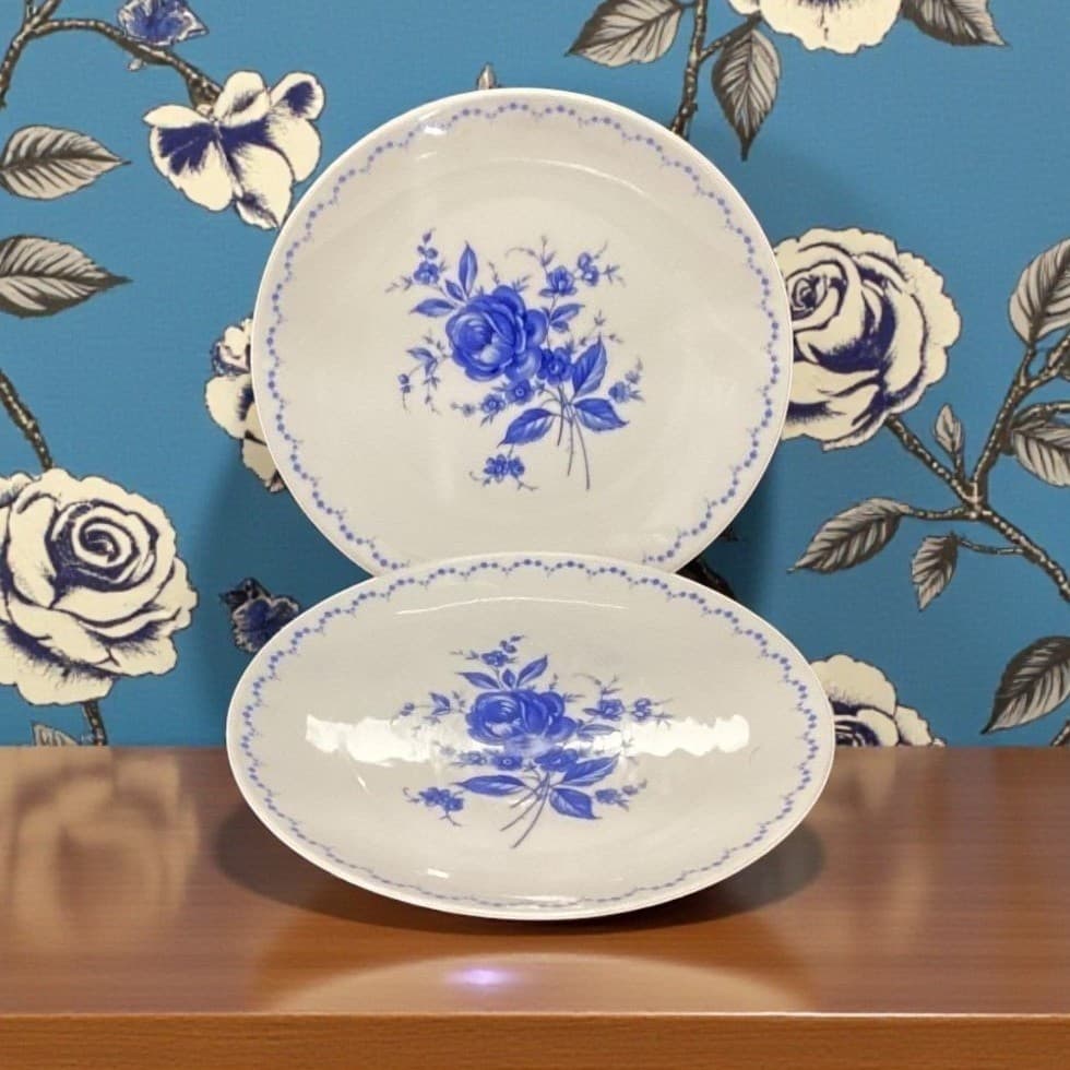Alboth & Kaiser Bavaria Salad Plates, Set of 2, Vintage Blue Floral Tableware