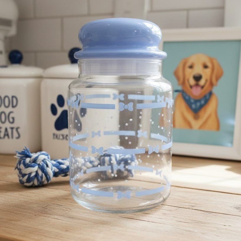Anchor Hocking Bowtie Treat Canister, Vintage Glass Storage, Replacement Jar