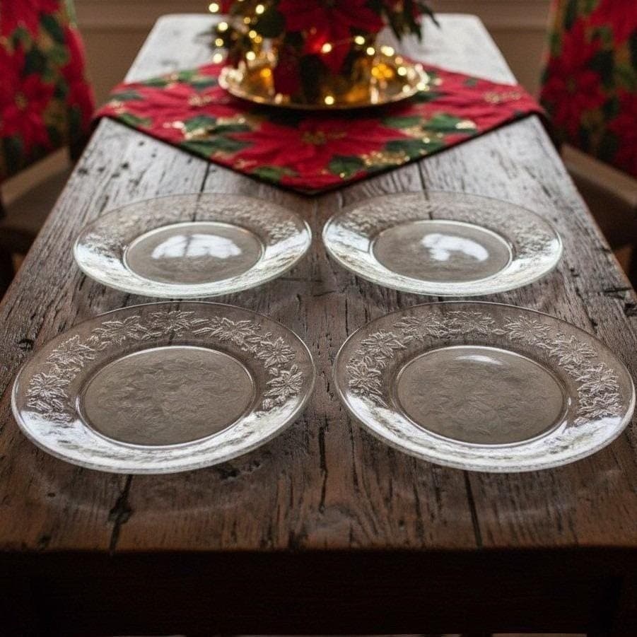 Princess House Fantasia Dinner Plates, Set Of 4, Vtg Frosted Center Dinnerware