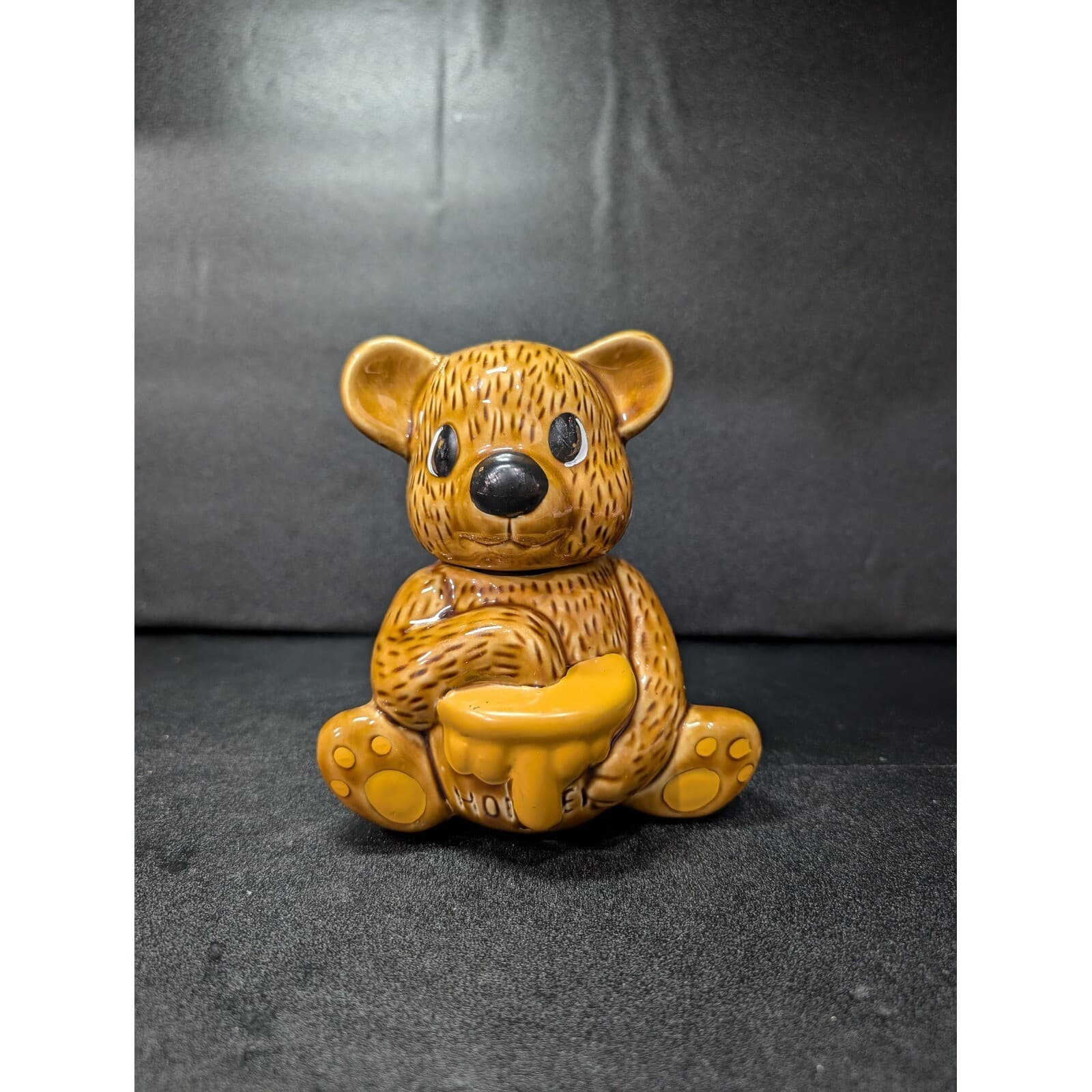 Honey Bear Ceramic Honey Jar Pot, Vintage Taiwan Bear Figural Condiments, Decor