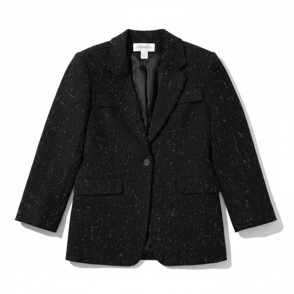 Jones New York Black White Speckled Blazer, Women's Size 6, 100% Wool, USA Made