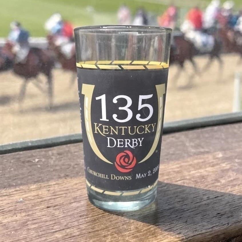 Kentucky Derby Mint Julep Collector Souvenir Glass 135th Churchill Downs Tumbler