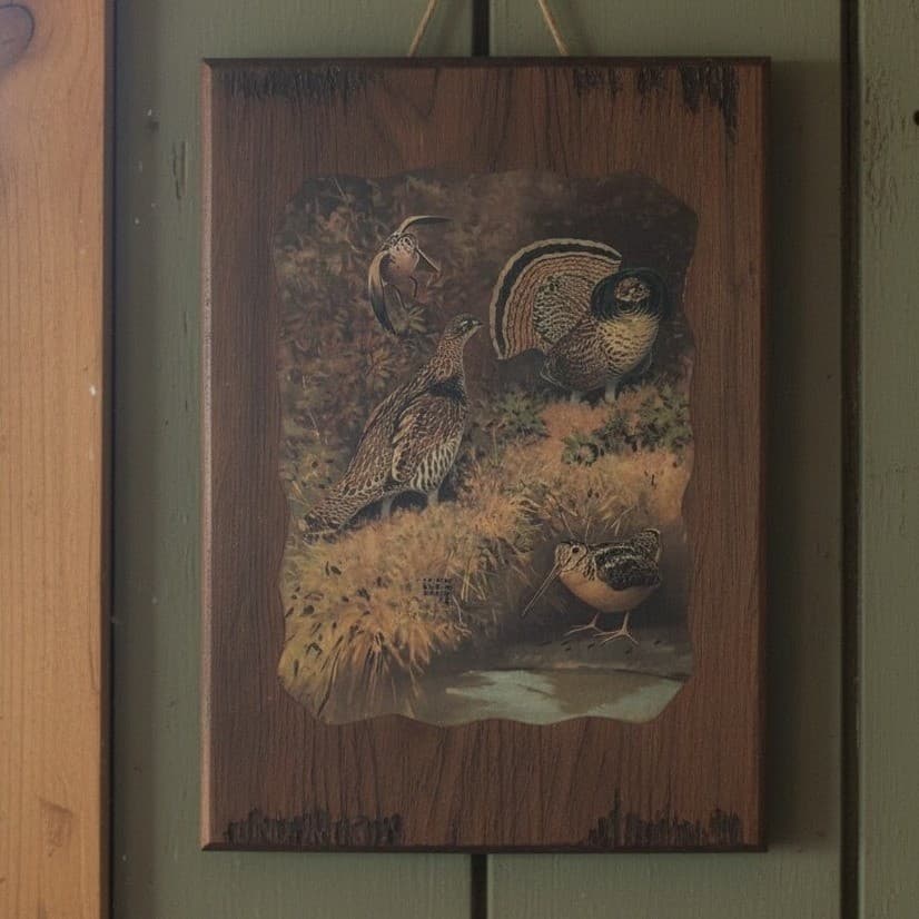 Lynn Bogue Hunt Game Birds Of America Print, Wood Paneled Artwork, Wall Hanging