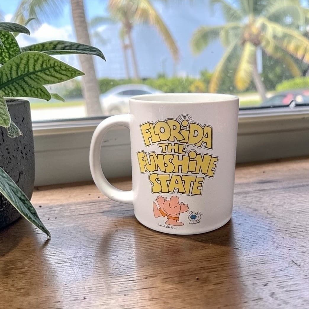 Ziggy Stoneware Coffee Cup, Florida Sunshine State Souvenir, Vintage Tom Wilson