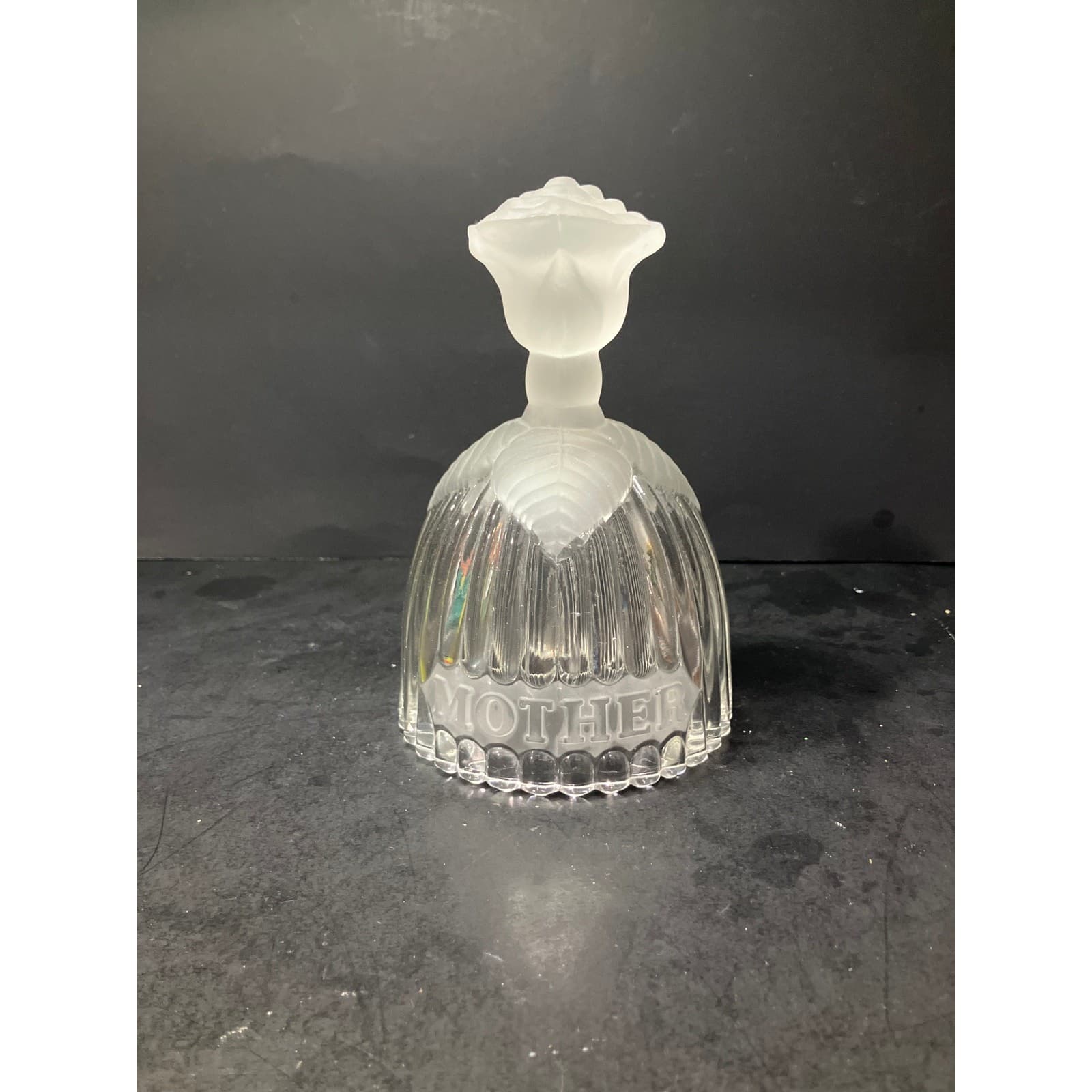 Goebel Crystal "Mother" Glass Bell, Vintage 1979, 5.75" H, Rose Frosted Design