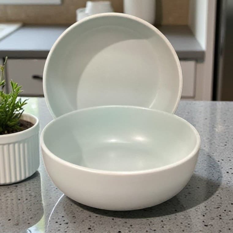 10 Strawberry Street Blue Gray Cereal Bowls, Set Of 2, Minimalist Dinnerware