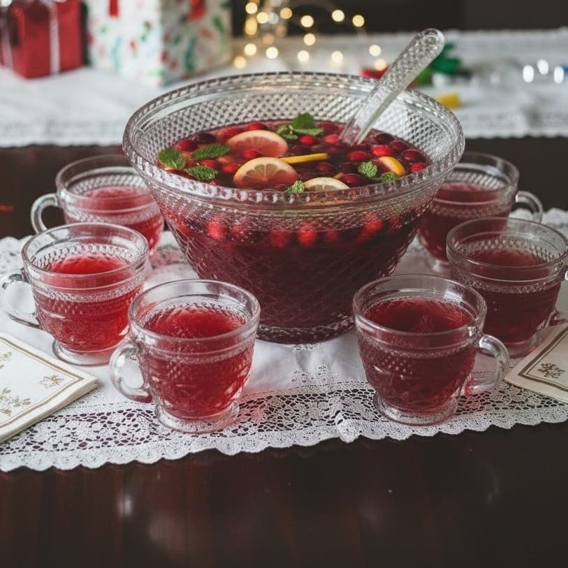 Anchor Hocking Arlington Punch Bowl, 18 Cups Included, Vintage Clear Glassware