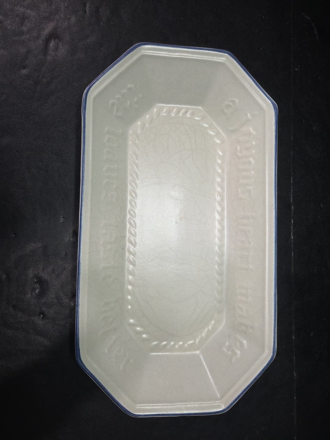 Pfaltzgraff Yorktowne Pottery Light Grey Bread Tray, Vintage Serving Ware, Quote