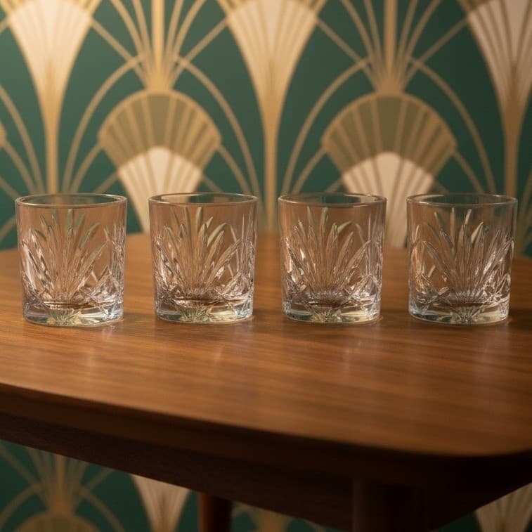 JASVIC Whiskey Glass Set of 4 Crystal Tumblers 300ml Lead-Free Drinkware – Clear