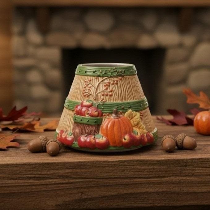 Yankee Candle Autumn Fall Thanksgiving Shade/ Candle Topper Pumpkins Apples