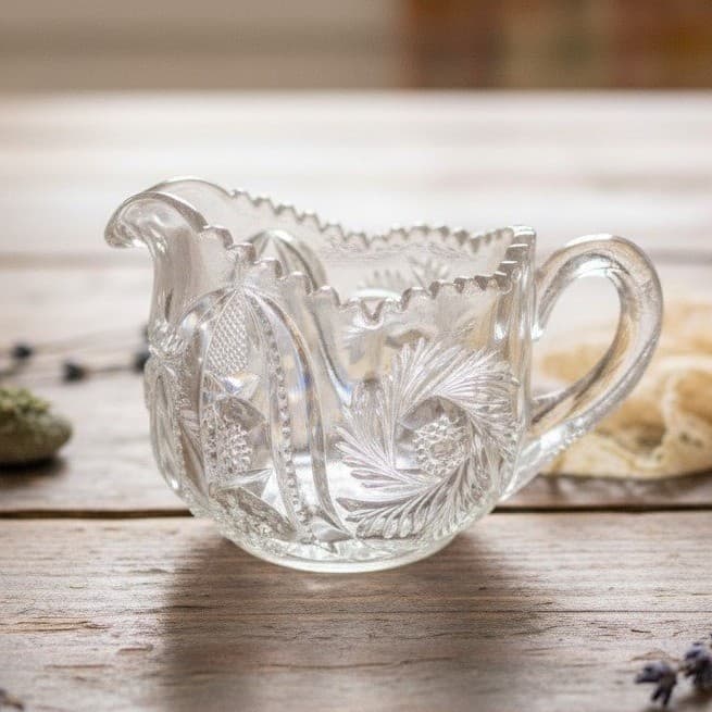 McKee Glass Wiltec Clear Pressed Creamer, Vintage Small Pitcher, Glassware