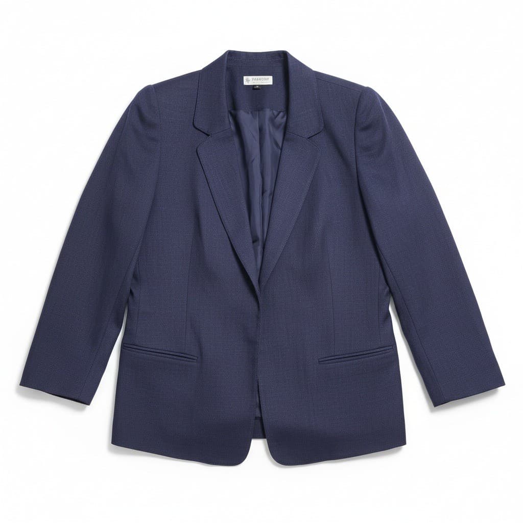Peabody Navy Blue Blazer, Women's Size 7/8 Jacket, Linen Blend, Made in Romania