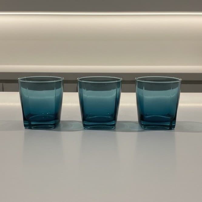Anchor Hocking Rio Coastal Blue Old Fashioned Glasses, Set of 3 Lowball Tumblers