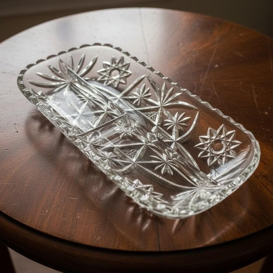 Anchor Hocking Early American Prescut Clear Glass 12 x 6 3 Part Divided Relish