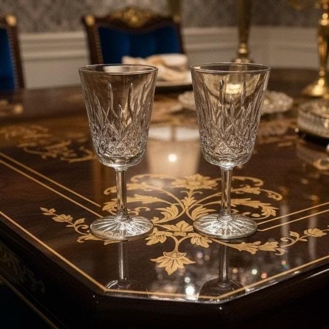 Set of 2 Waterford Crystal Lismore Water Goblet/Wine Glasses 6 7/8" IRELAND 8oz