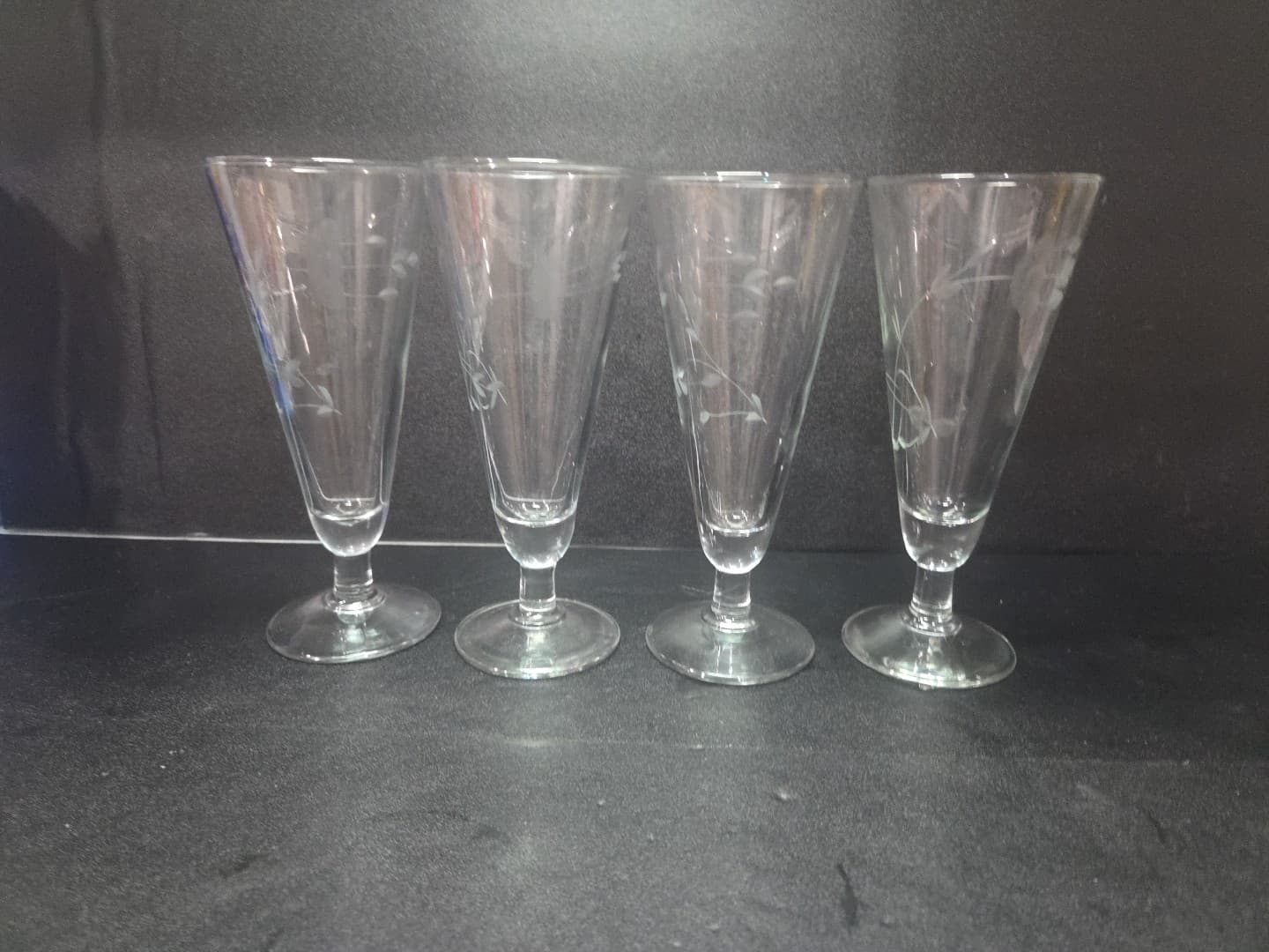 Princess House Heritage Pilsner Glasses, Set of Four, 7.5" Footed Beer Glass