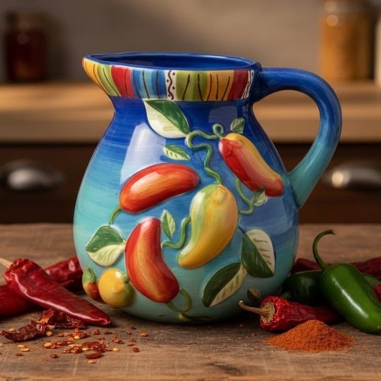 Gates Ware Pitcher by Laurie Gates El Mirasol Collection Chili Peppers