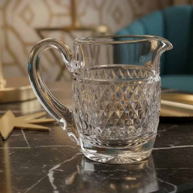 WATERFORD Crystal Glass Creamer Marked Waterford ALANA Pattern 4 inch