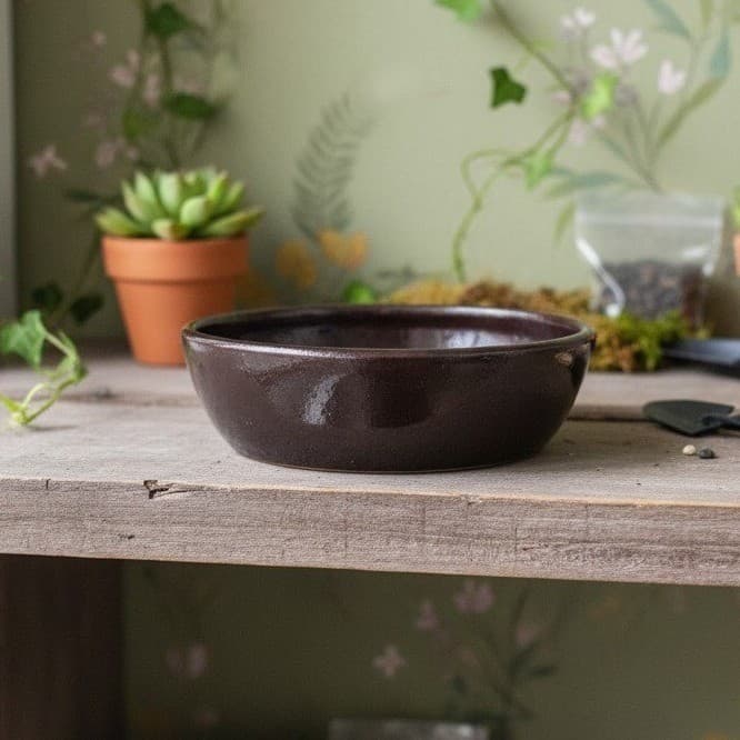 Ceramic Brown Artisan Pottery Oval Bowl, Vintage Handmade Rustic Trinket Dish