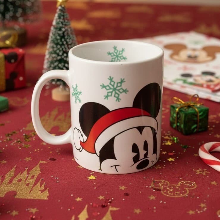 Disney Mickey Mouse Christmas Mug, Zak Designs White Ceramic Holiday Coffee Cup