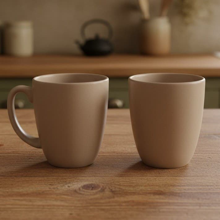 Corelle Coordinates Brown Coffee Cups, Set Of 2, Vintage Porcelain Mug Drinkware
