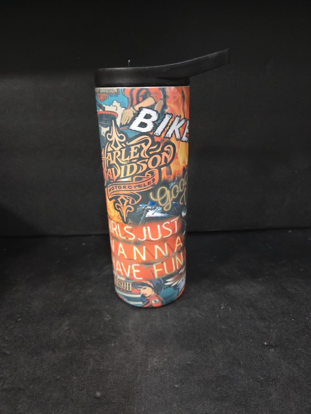Harley Davidson Flames Hogg Brand 20 oz Insulated Vacuum Sealed Tumbler