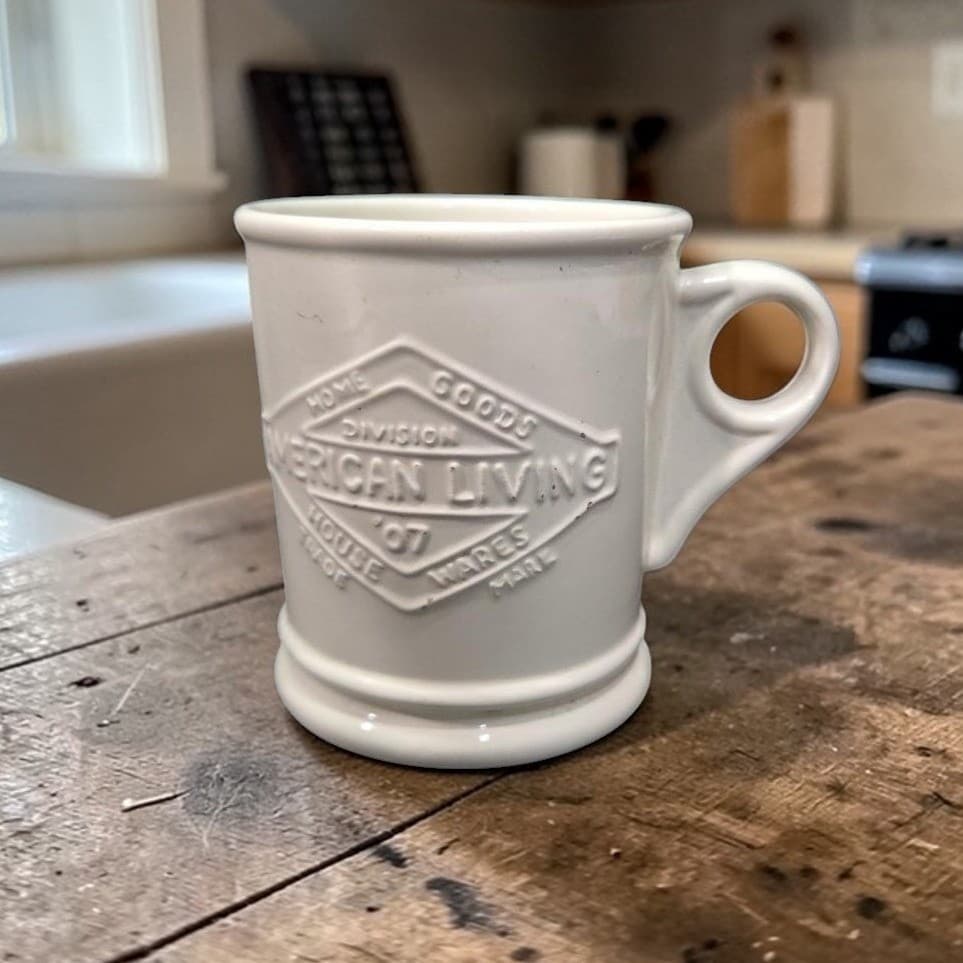 American Living General Store Coffee Mug, Textured 3D Vintage Cup, Drinkware