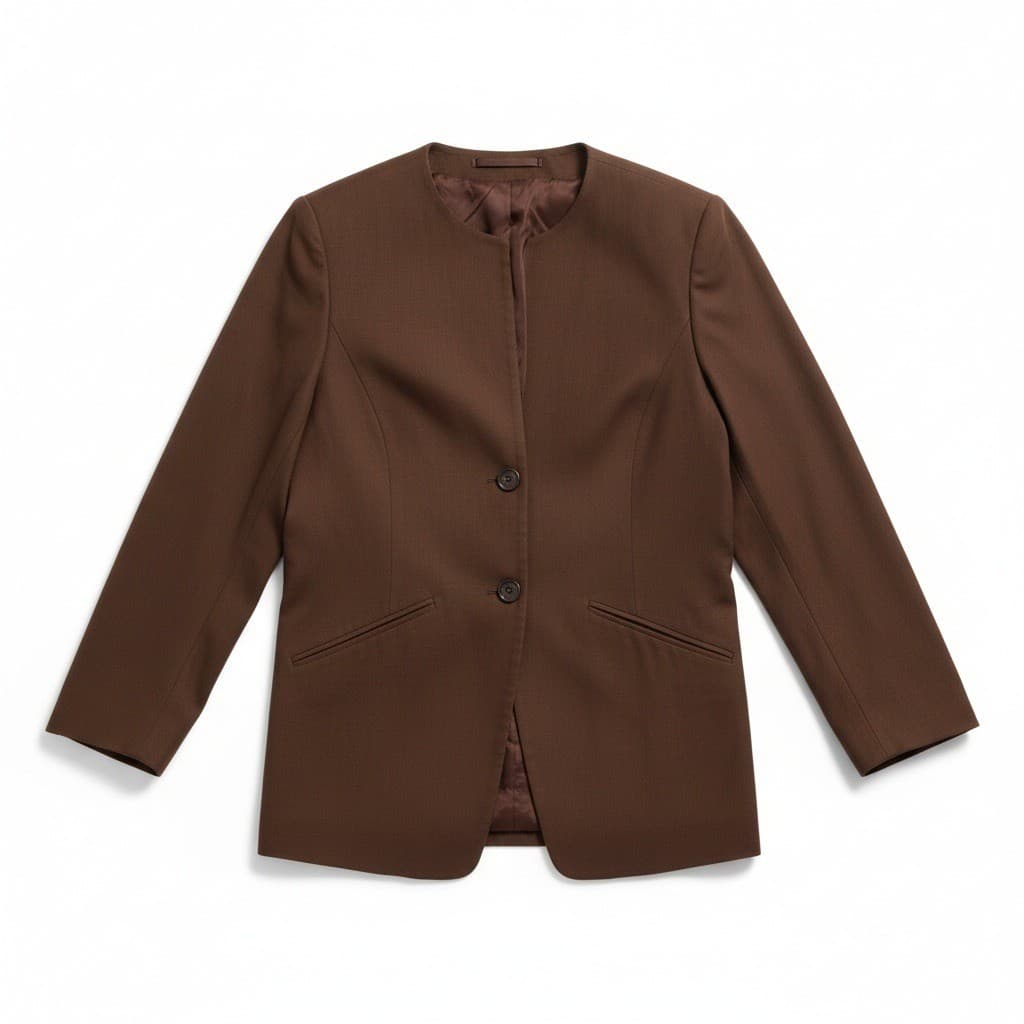 Chaus Brown Collarless Blazer, Women's Size 6 Jacket, 126519