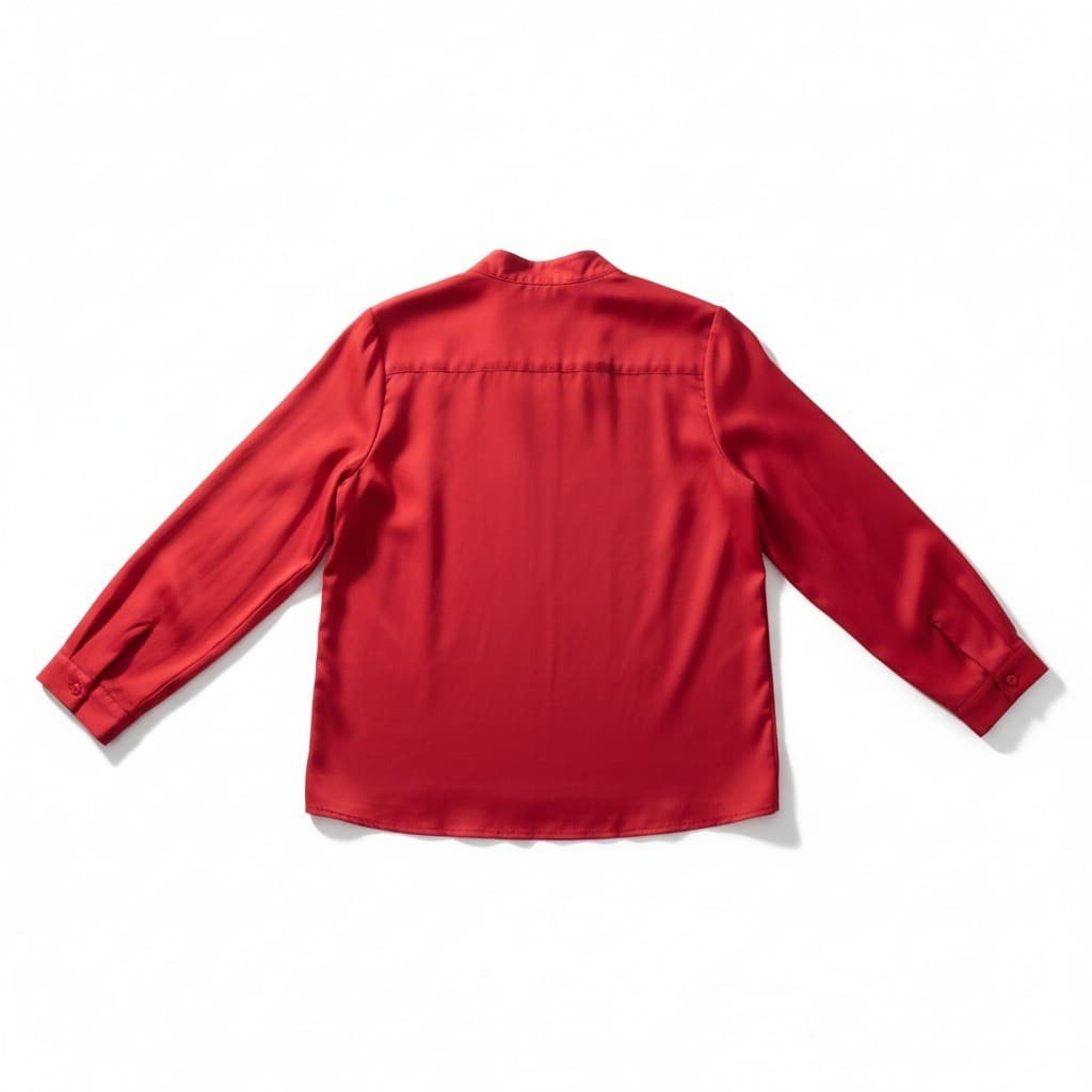 JH Collectibles Red Mock Neck Pleated Button Back, Women's Vintage Blouse