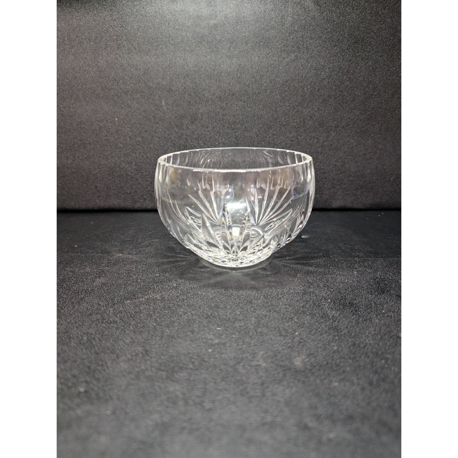 Diamond Fan Pattern Cut Crystal Bowl, Scalloped Edge, 4.5" Diameter Decor Accent