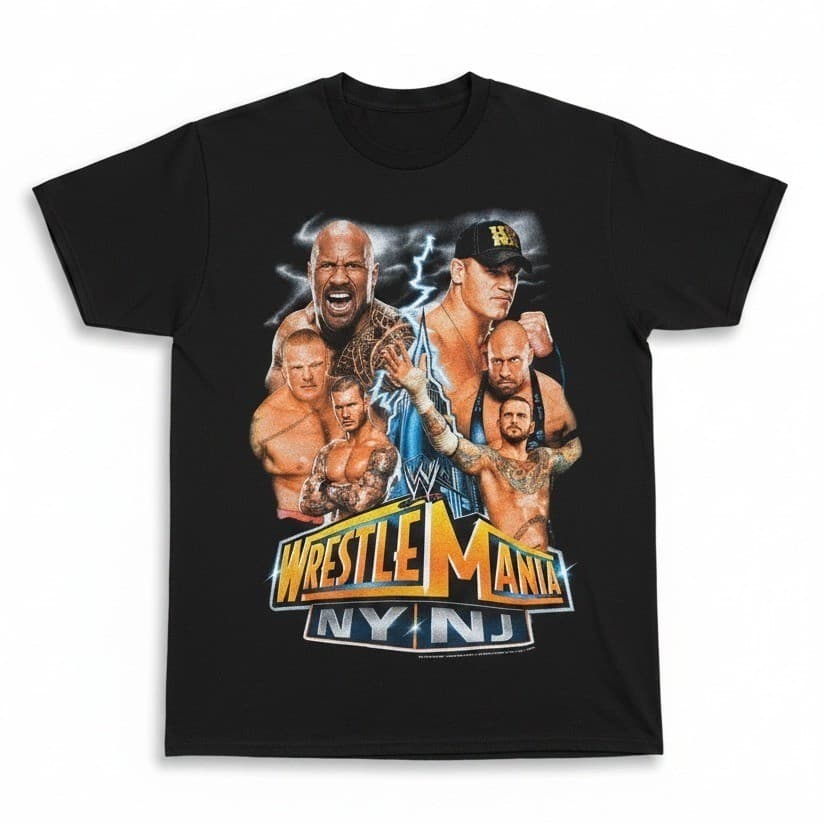 WWE WrestleMania 29 NY NJ Graphic Tee, Mens Small, Black The Rock John Cena 2013