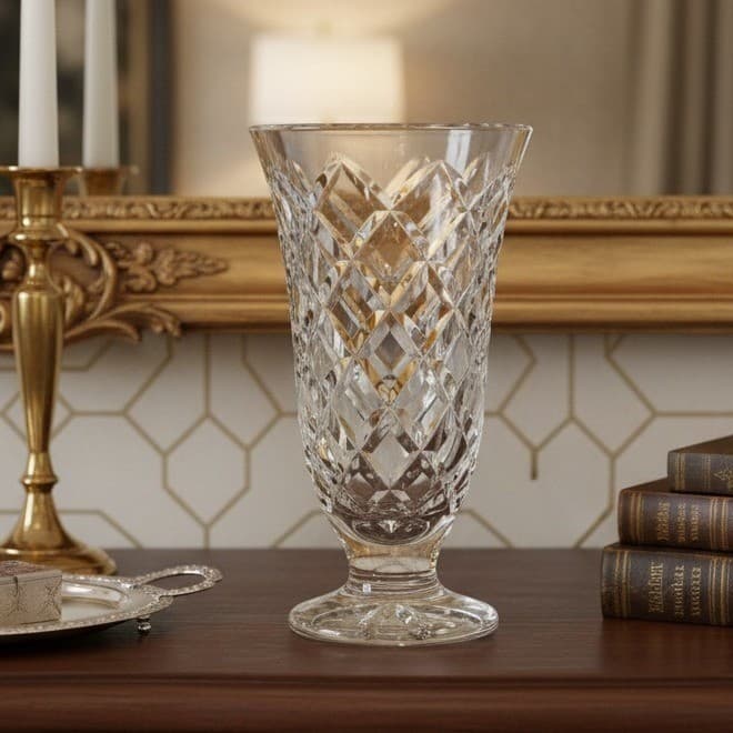 Waterford Kinsale Crystal Vase Diamond Cut 7"