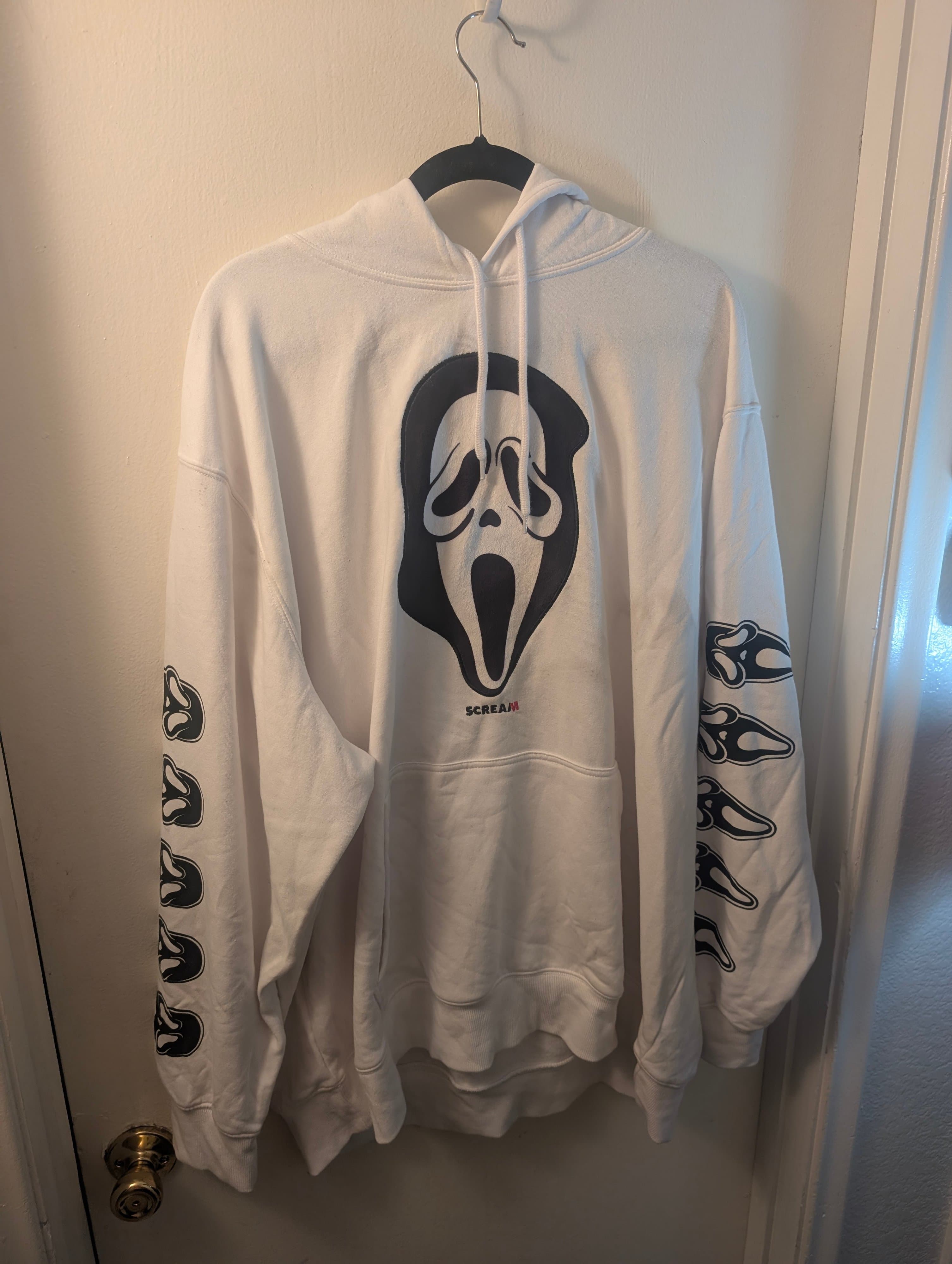 Scream Ghostface Hoodie Embroidered White fleece