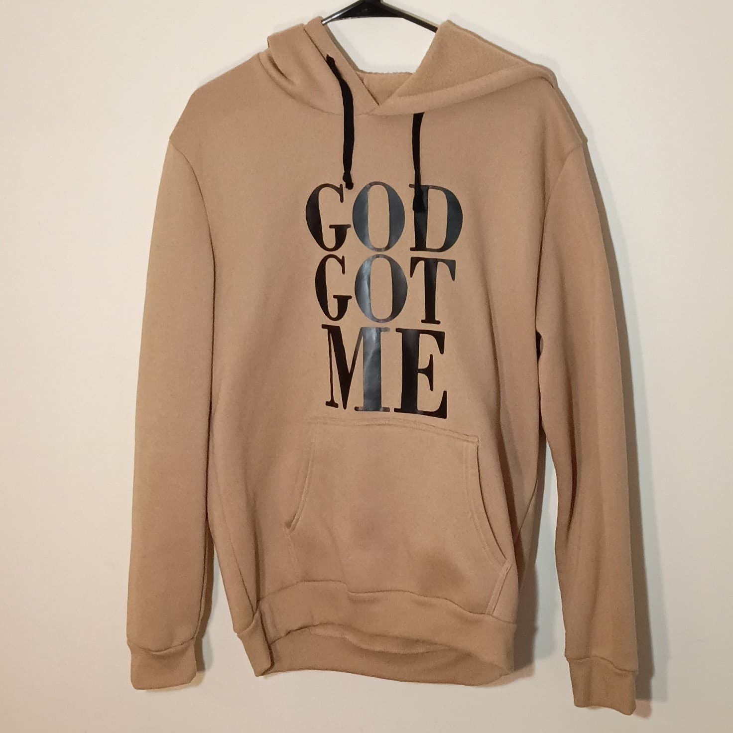Manfinity Hoodie God's Got Me Logo Tan Colorway Men's Size Large
