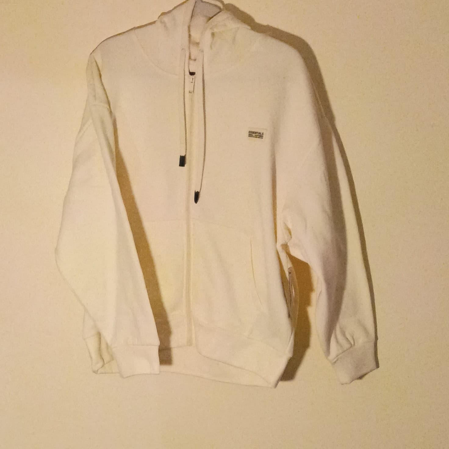 Essentials Men's White Full Zip Hoodie Long Sleeve Sweatshirt Size L