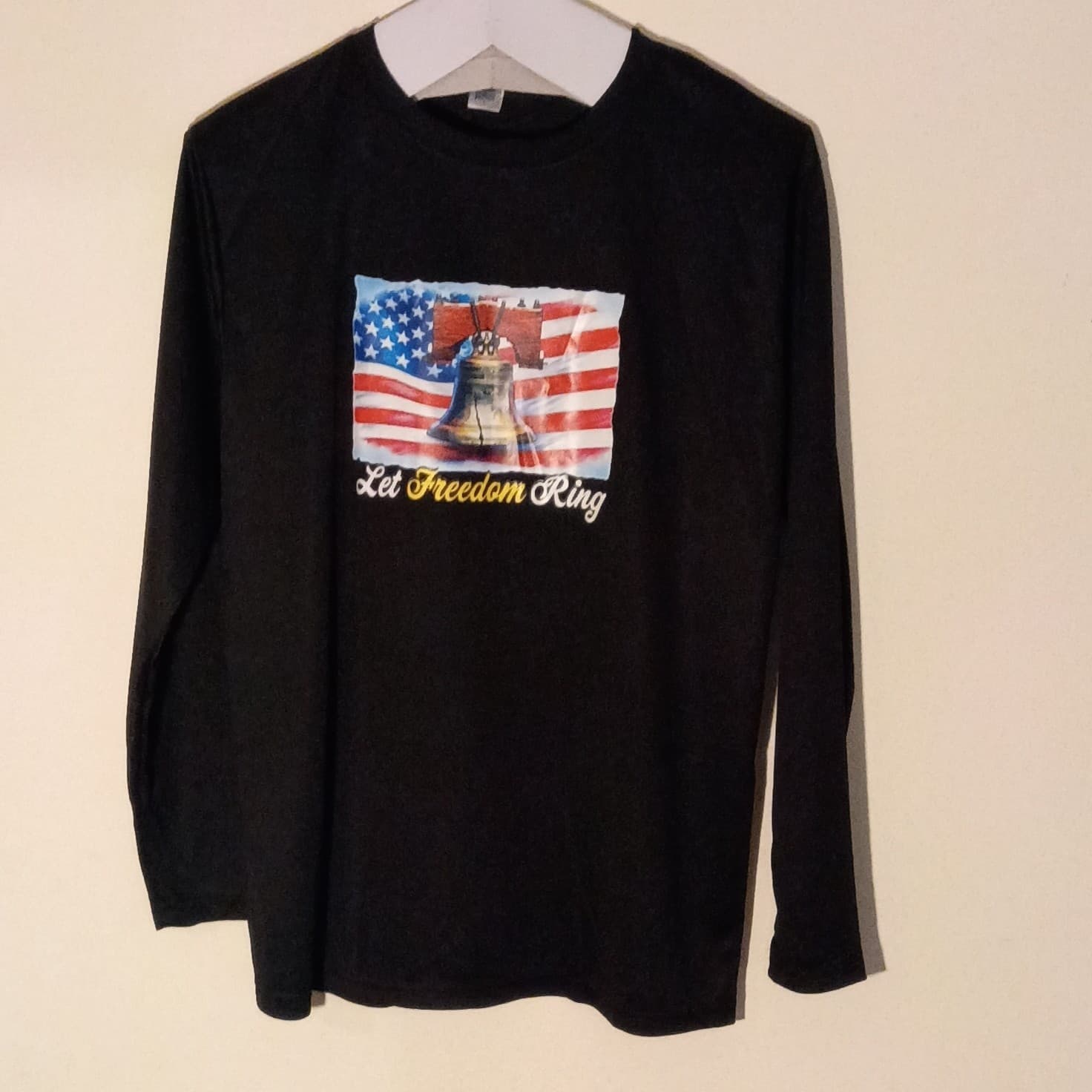 Fourth Of July Let Freedom Ring Black Long Sleeve Dry Fit Shirt Men’s Large