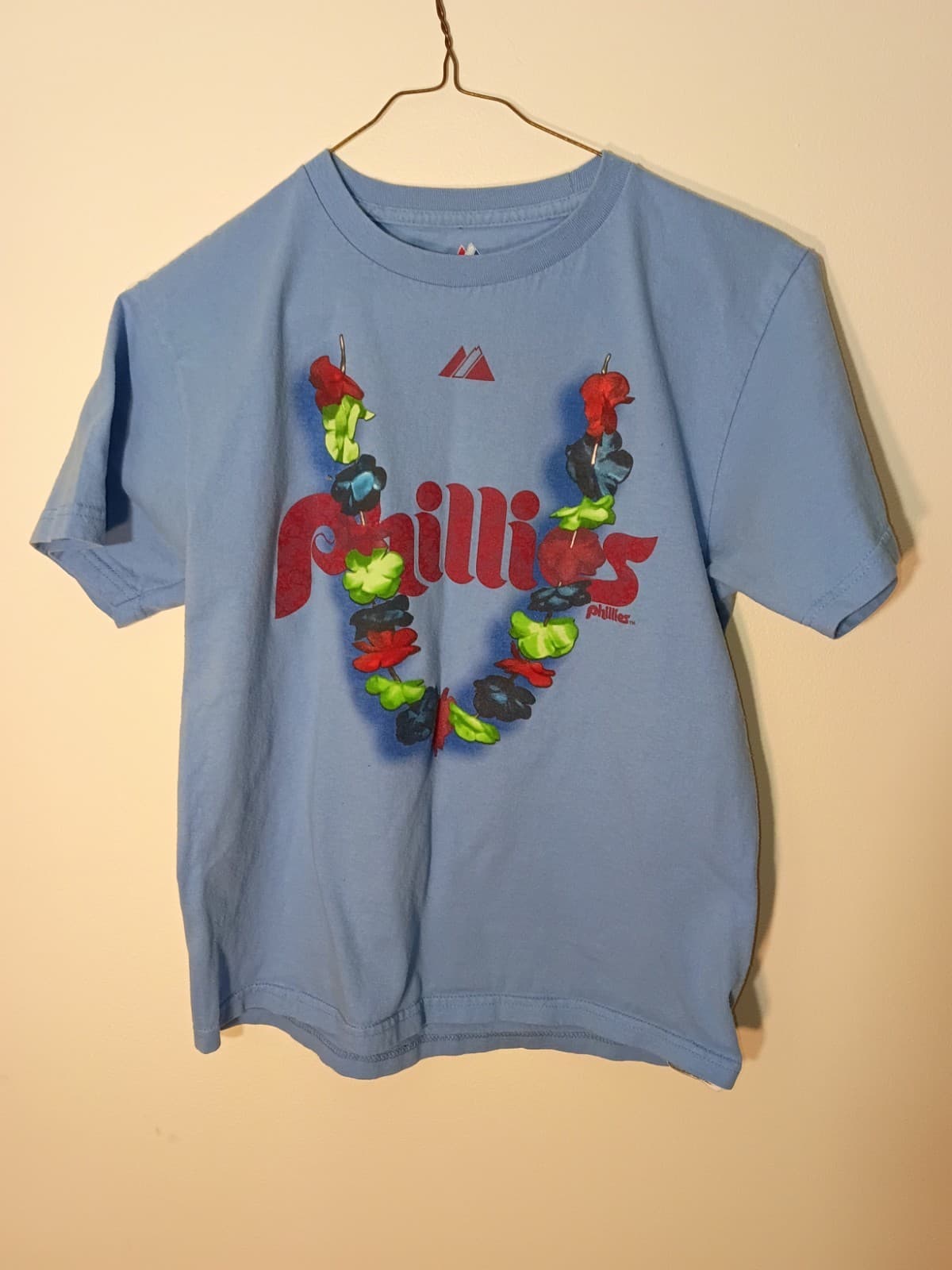 Majestic Philadelphia Phillies Flyin Hawaiian #8 World Series MLB Shirt Size L