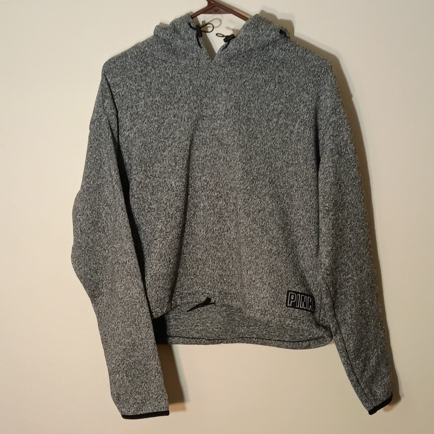 PINK Victoria's Secret Heather Gray Logo Pullover Hoodie Drawstring Women's M