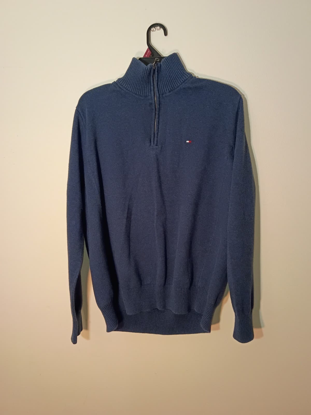 Tommy Hilfiger Men’s Blue Solid Knit 1/4 Zip Mock Neck Sweater XL