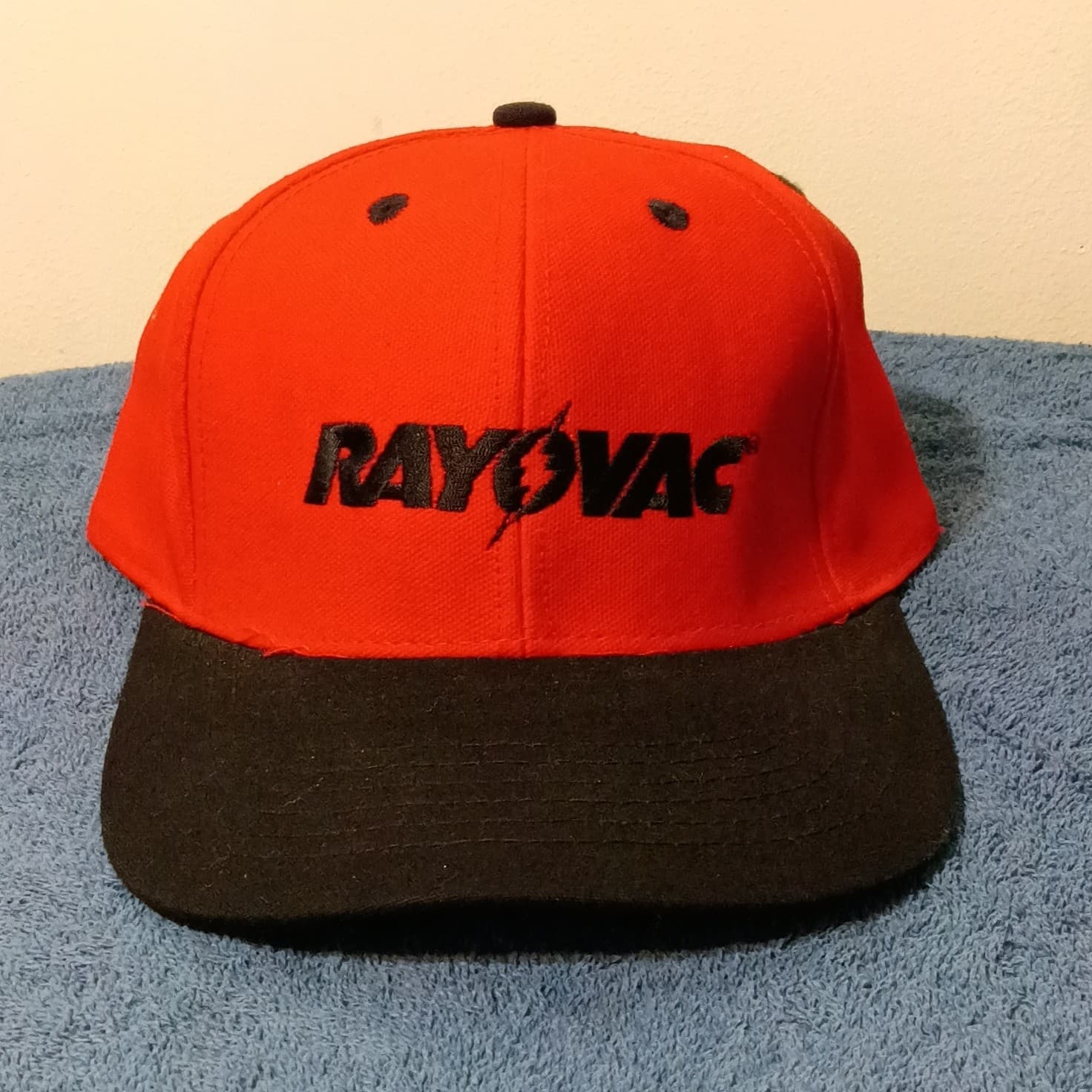 Rayovac Logo Baseball Cap Hat Mens One Size Adjustable Red Black Solid