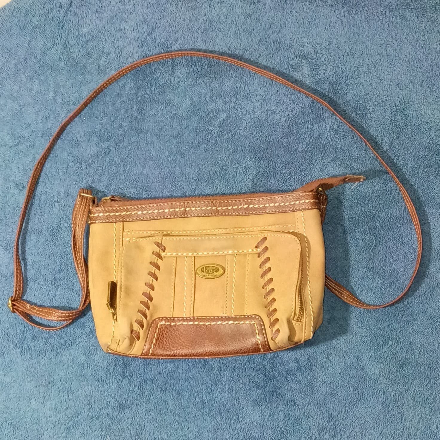 BOC Crossbody Purse Shoulder Bag Brown Tan Leather Born Concept B.O.C. Handbag
