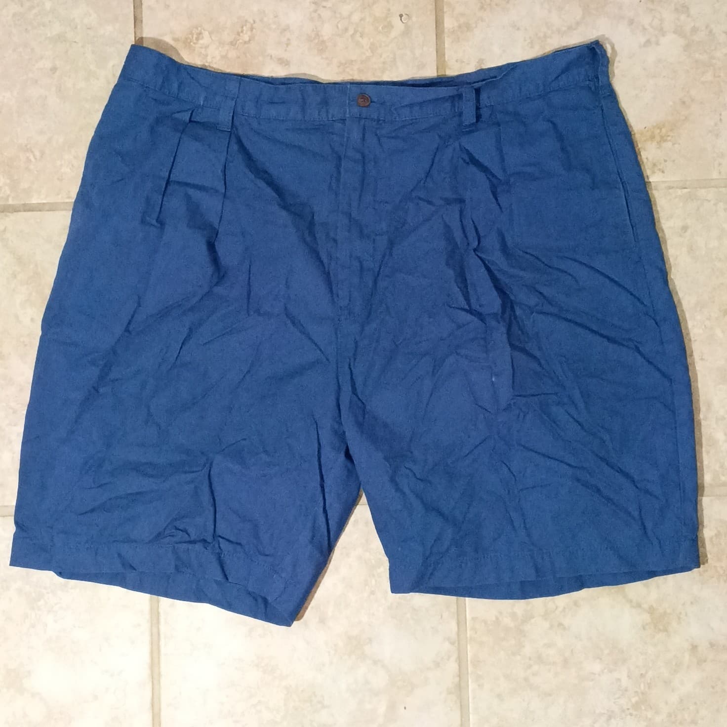 Chaps Ralph Lauren Shorts Mens 40 Blue Pleated Chino Cotton Pockets Summer