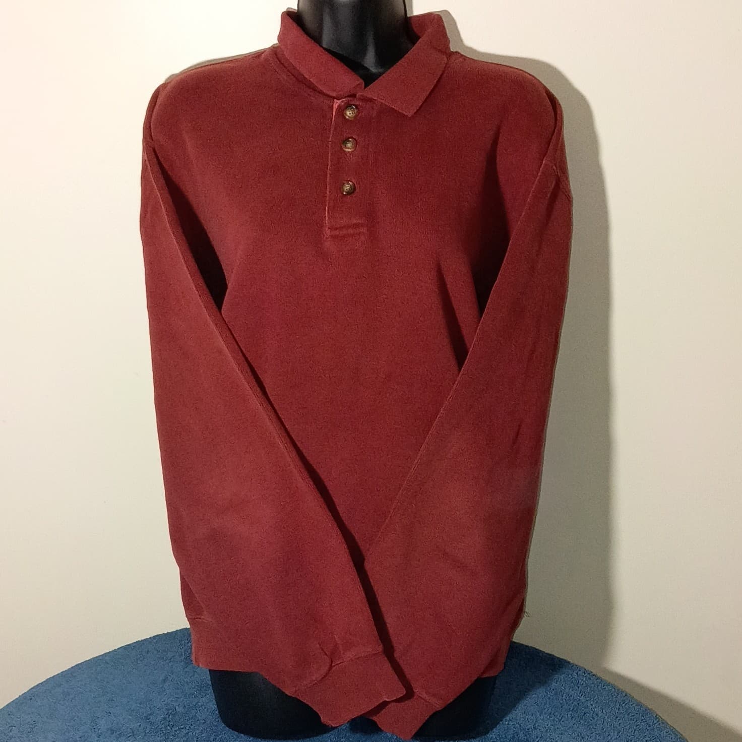 Orvis Vintage Shirt Medium 1/4 Button Pullover Red Knit Sweate Size Large