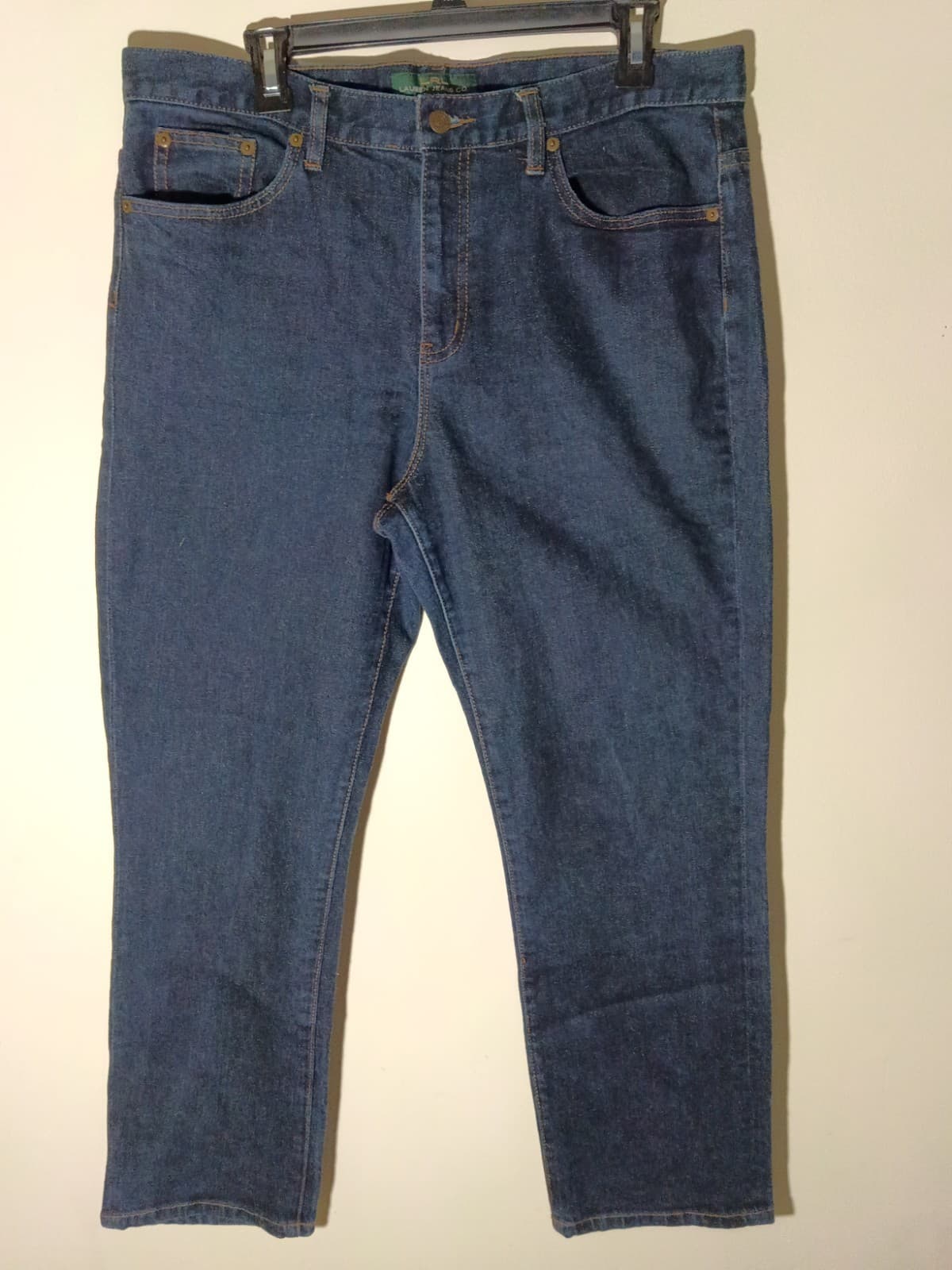 LRL Lauren Ralph Womens Blue Denim Dark Wash Jeans Size 14 (17x27 1/2)