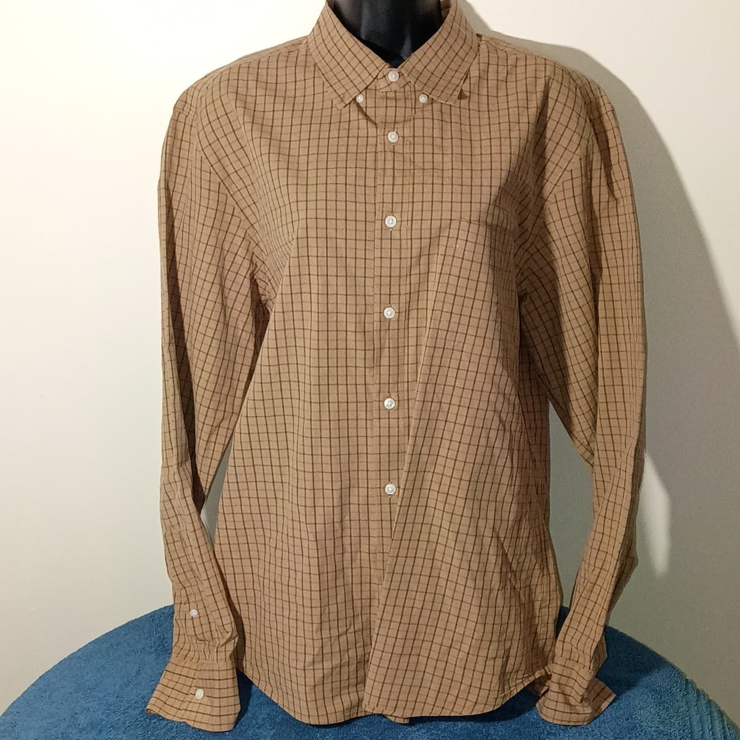 J.Crew Slim Fit Flex Oxford Brown Checkered Button Down Shirt Size large
