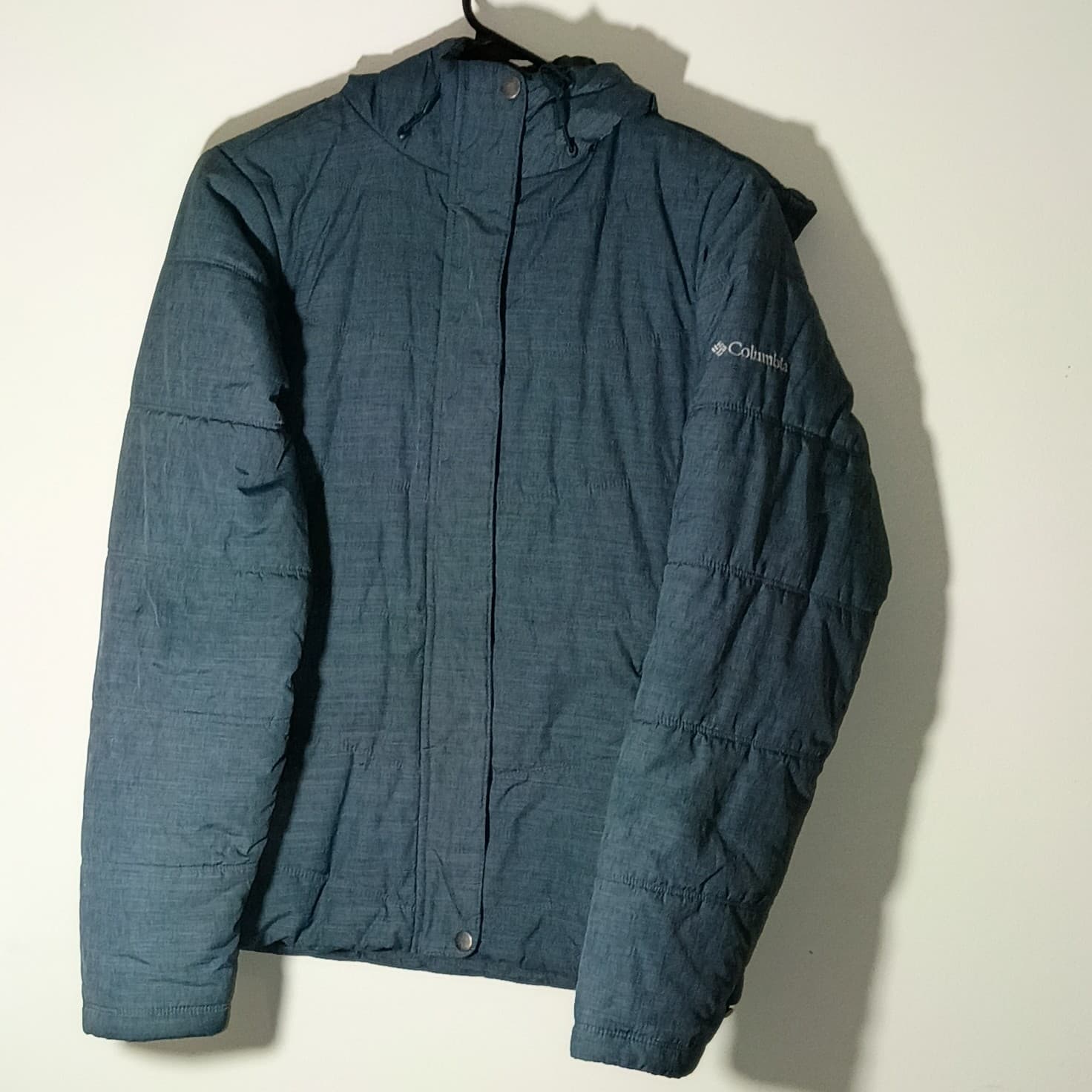 Columbia Blue Heathered Insulated Puffer Jacket Hooded Gorpcore Size XS