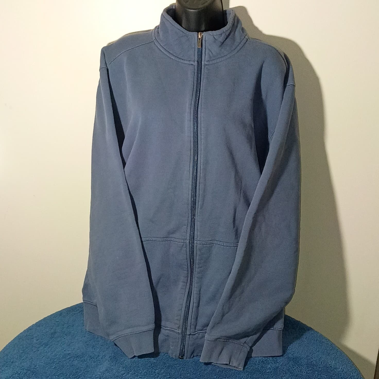 L.L. Bean Men's Size TXL Blue Full Zip Mock Neck Sweatshirt Jacket